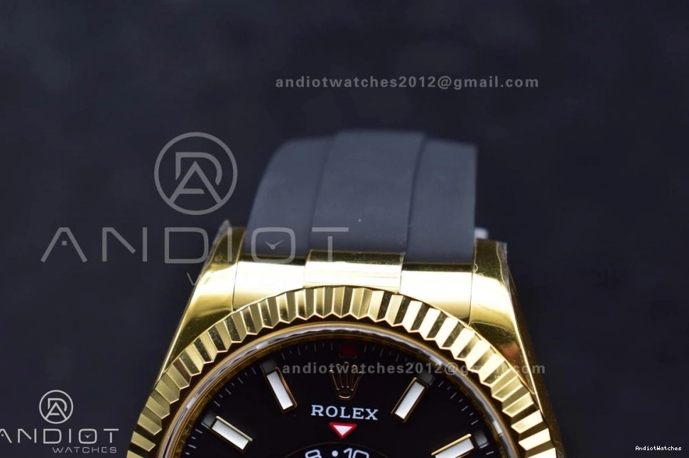 (Gain A23J Best Sky-Dweller ZF 336238 Weight) 1:1 Black Durable YG Edition Dial on 1098 Strap Oysterflex 0410